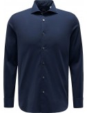 Fedeli camisa Sean voile algodón strech panamino dusty azul marino