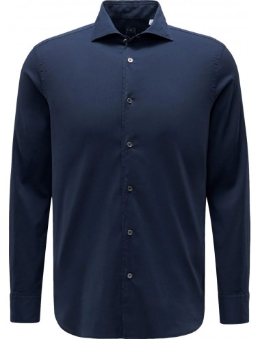 Fedeli Sean stretch cotton voile shirt  azul marino | Ego Madrid