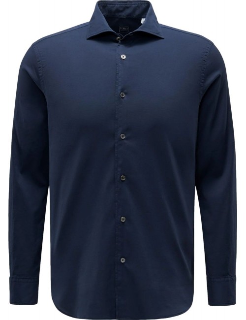 Fedeli Sean stretch cotton voile shirt  azul marino | Ego Madrid