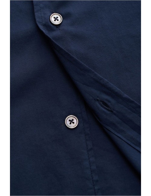 Fedeli Sean stretch cotton voile shirt  azul marino | Ego Madrid