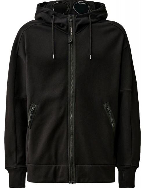 Sudadera CP Company negro Google Hood diagonal raised | Ego Madrid