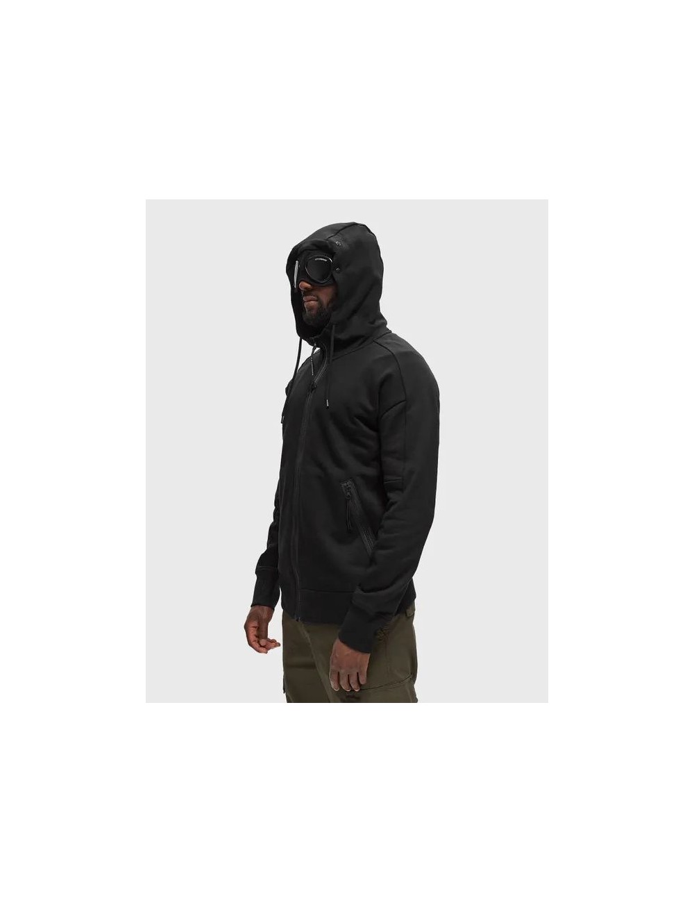 Sudadera CP Company negro Google Hood diagonal raised | Ego Madrid