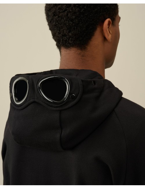 Sudadera CP Company negro Google Hood diagonal raised | Ego Madrid