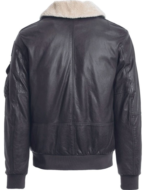 Parajumpers Bomber en piel gris Josh Leather | Ego Madrid