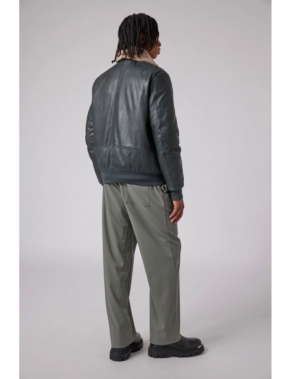 Parajumpers Bomber en piel gris Josh Leather | Ego Madrid