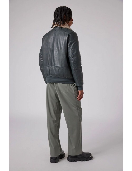 Parajumpers Bomber en piel gris Josh Leather | Ego Madrid