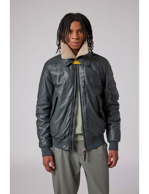 Parajumpers Bomber en piel gris Josh Leather | Ego Madrid