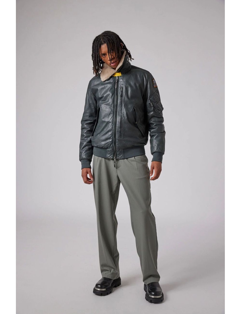 Parajumpers Bomber en piel gris Josh Leather | Ego Madrid