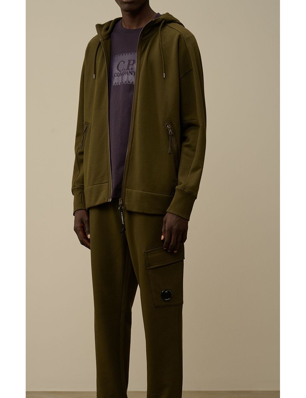 Sudadera CP Company verde Google Hood diagonal raised | Ego Madrid