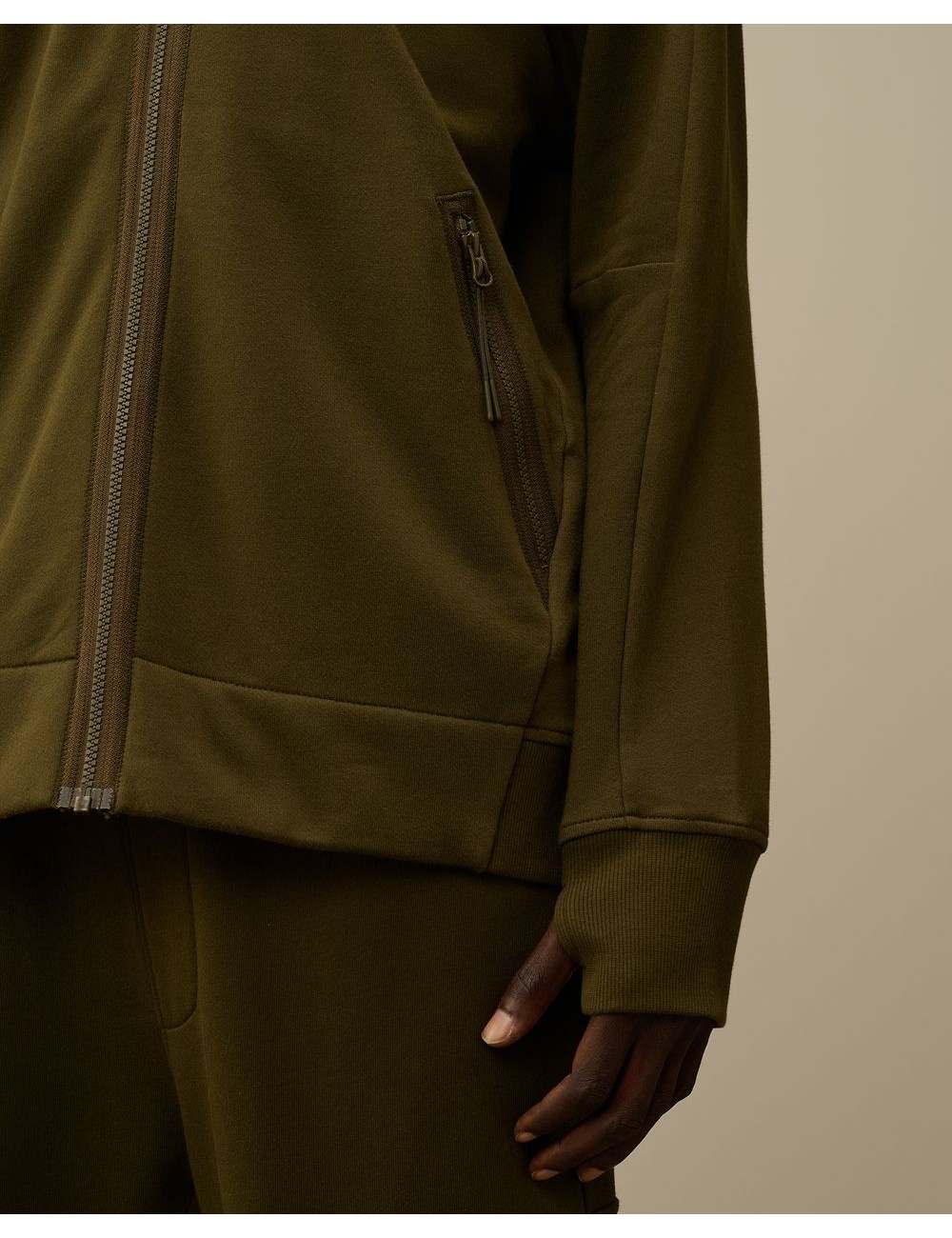 Sudadera CP Company verde Google Hood diagonal raised | Ego Madrid