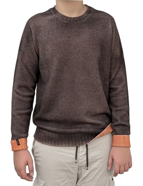 AROVESCIO jersey reversible Brushed Color marron y naranja | Ego