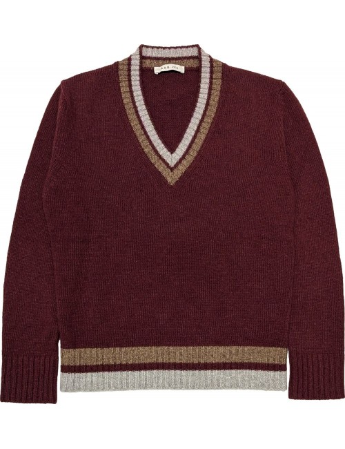 Almirante Seis Madrid | L.B.M. Jersey granate cuello pico Mohair