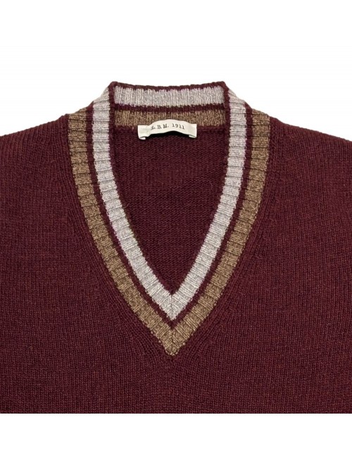 Almirante Seis Madrid | L.B.M. Jersey granate cuello pico Mohair