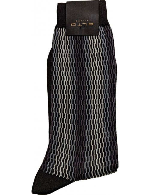 Alto Milano calcetín para hombre Roy Negro en lana