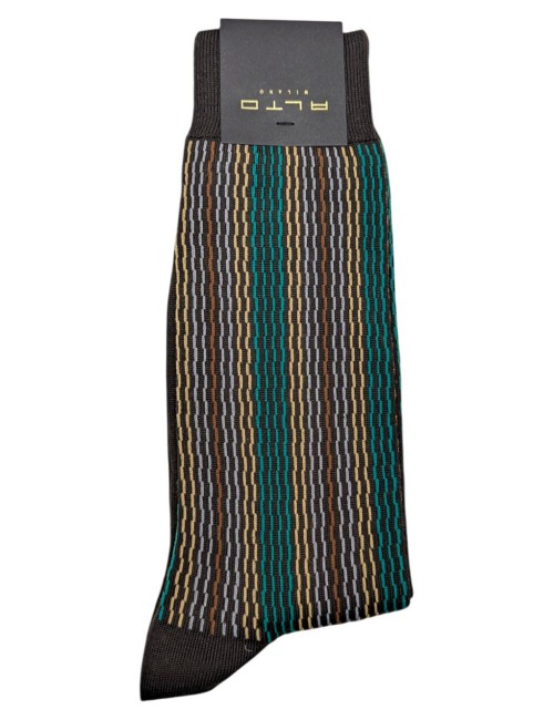 Alto Milano calcetín para hombre Roy Marrón en lana