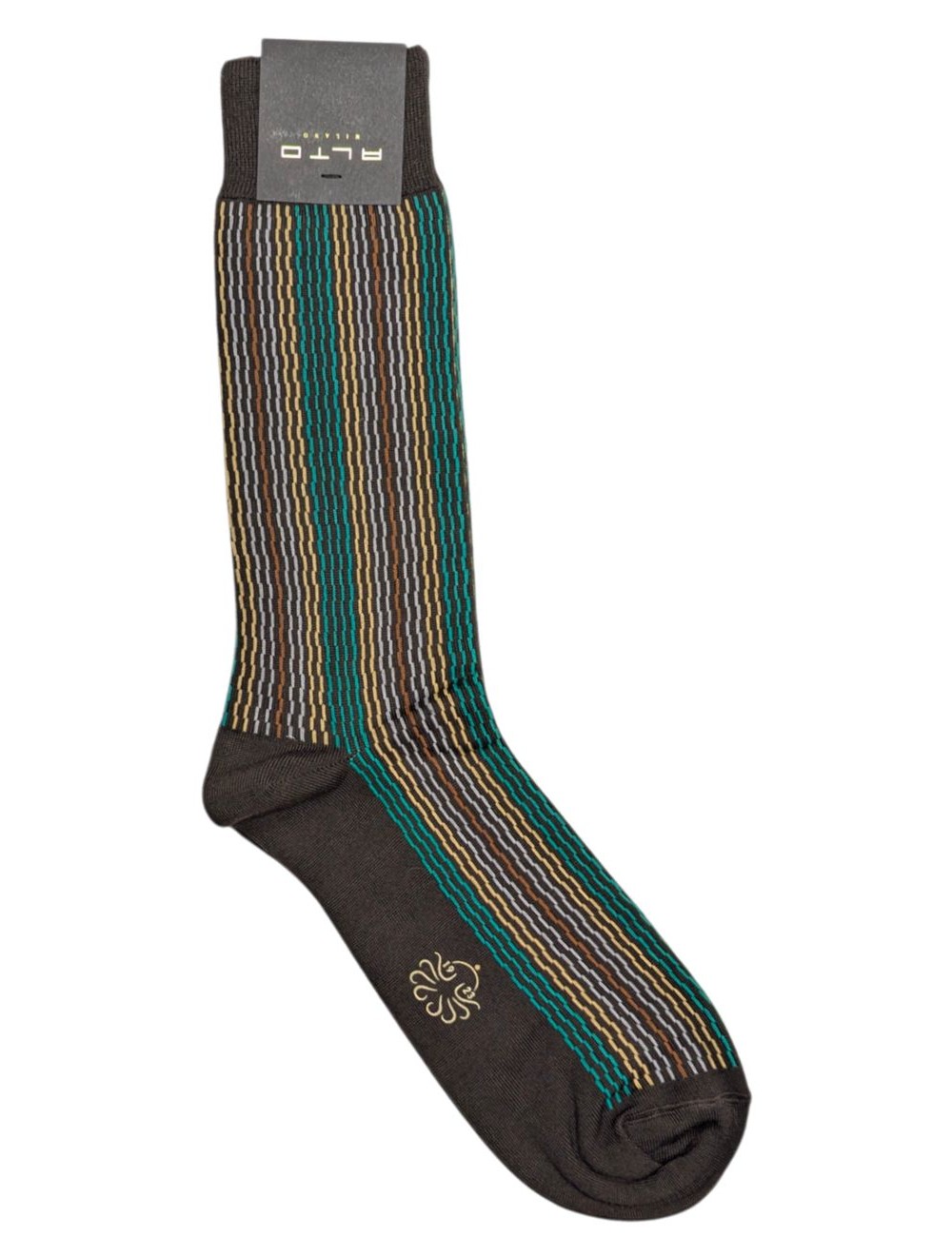 Alto Milano calcetín para hombre Roy Marrón en lana