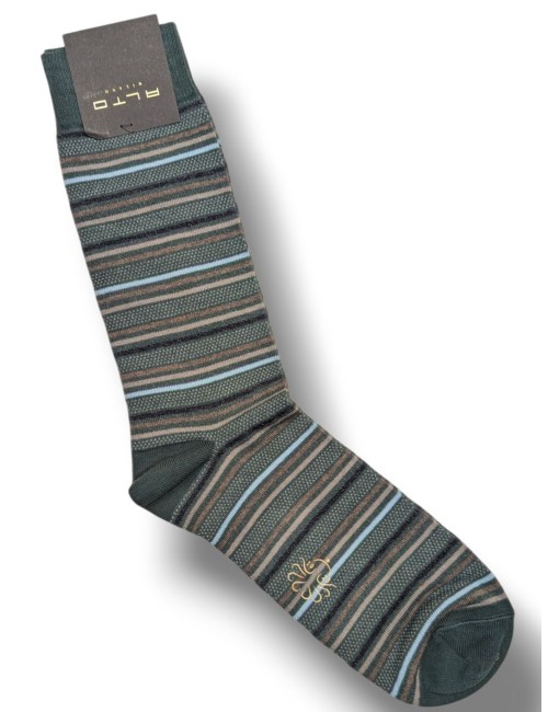 Alto Milano calcetines de rayas John verde