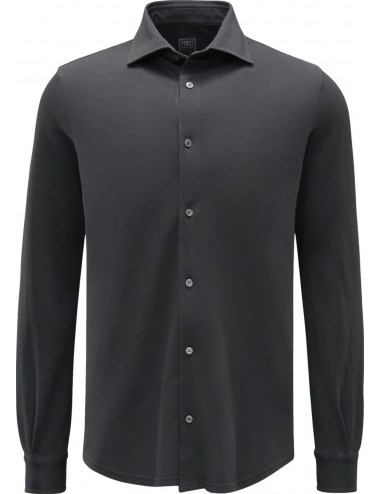 A6 | Fedeli camisa Steve piqué organic Giza gris oscuro