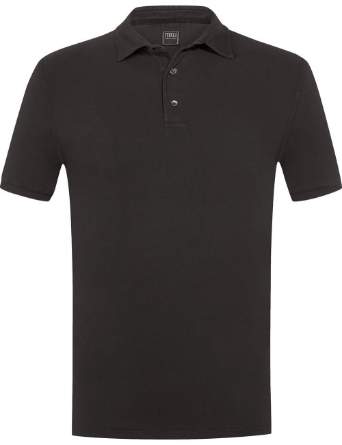 Polo manga corta Fedeli piqué de algodón gris oscuro  | Ego Madrid