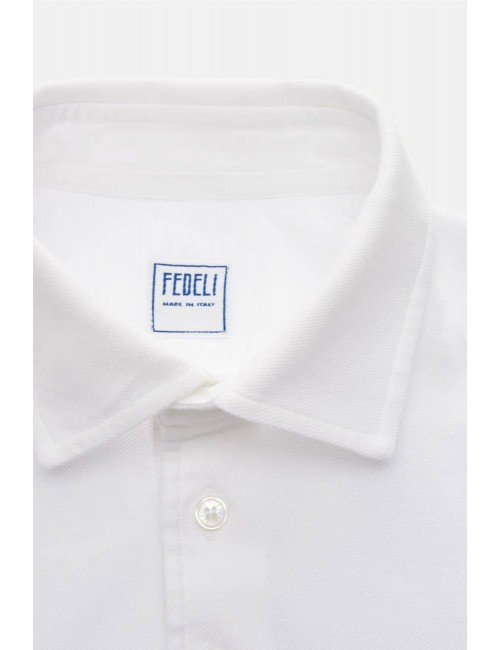 Polo manga corta Fedeli piqué blanco | Almirante Seis Madrid