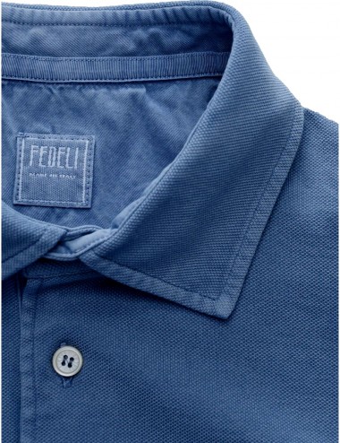 Polo manga corta Fedeli piqué de algodón azul jeans  | Ego Madrid 2