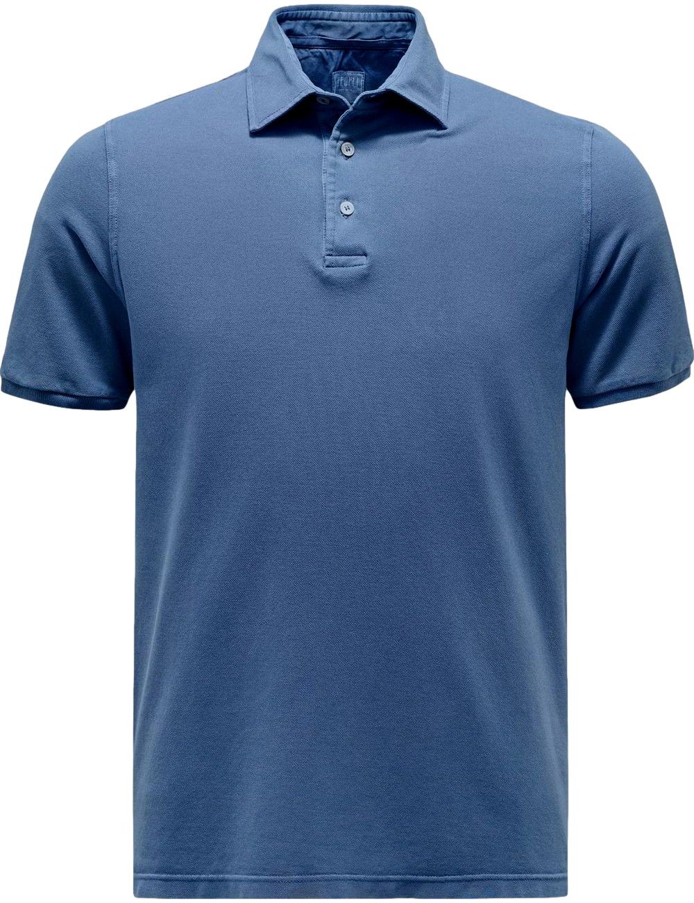Polo manga corta Fedeli piqué de algodón azul jeans  | Ego Madrid
