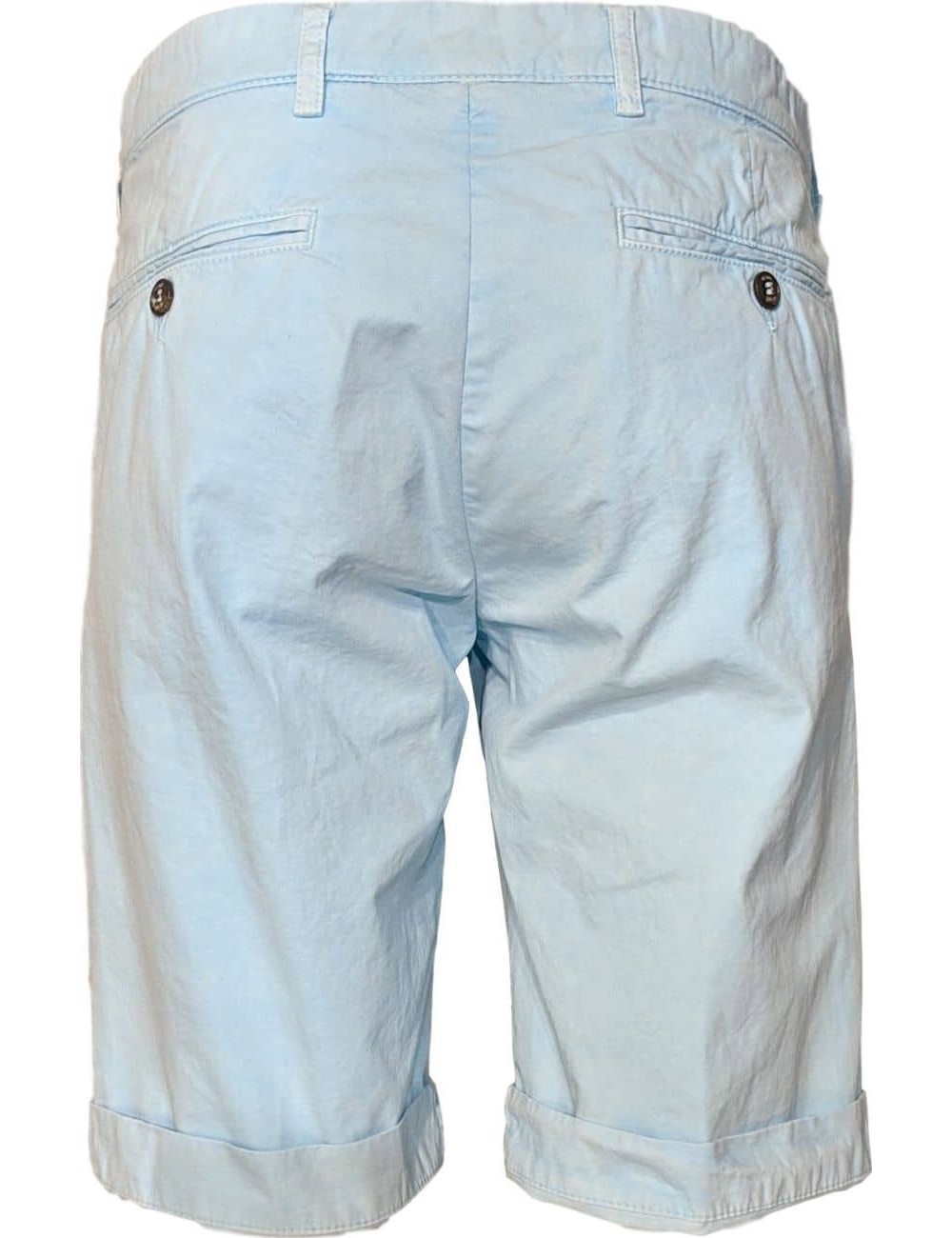 Bermuda tipo chino, color azul fluor de algodón con efecto desgastado
