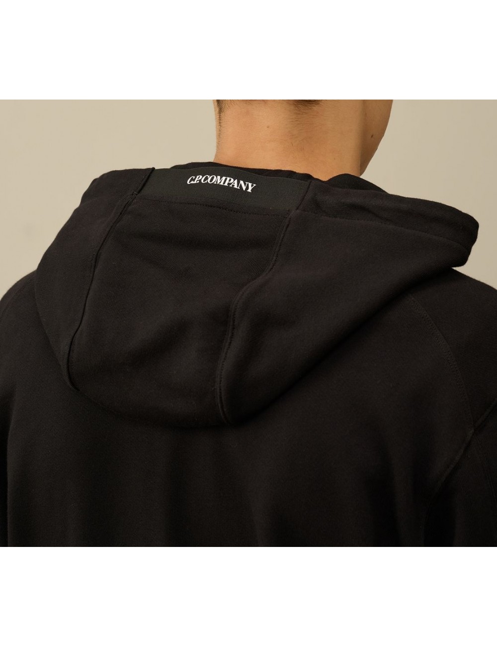 C.P. Company Madrid Diagonal Raised Fleece Hooded Sweatshirt negro