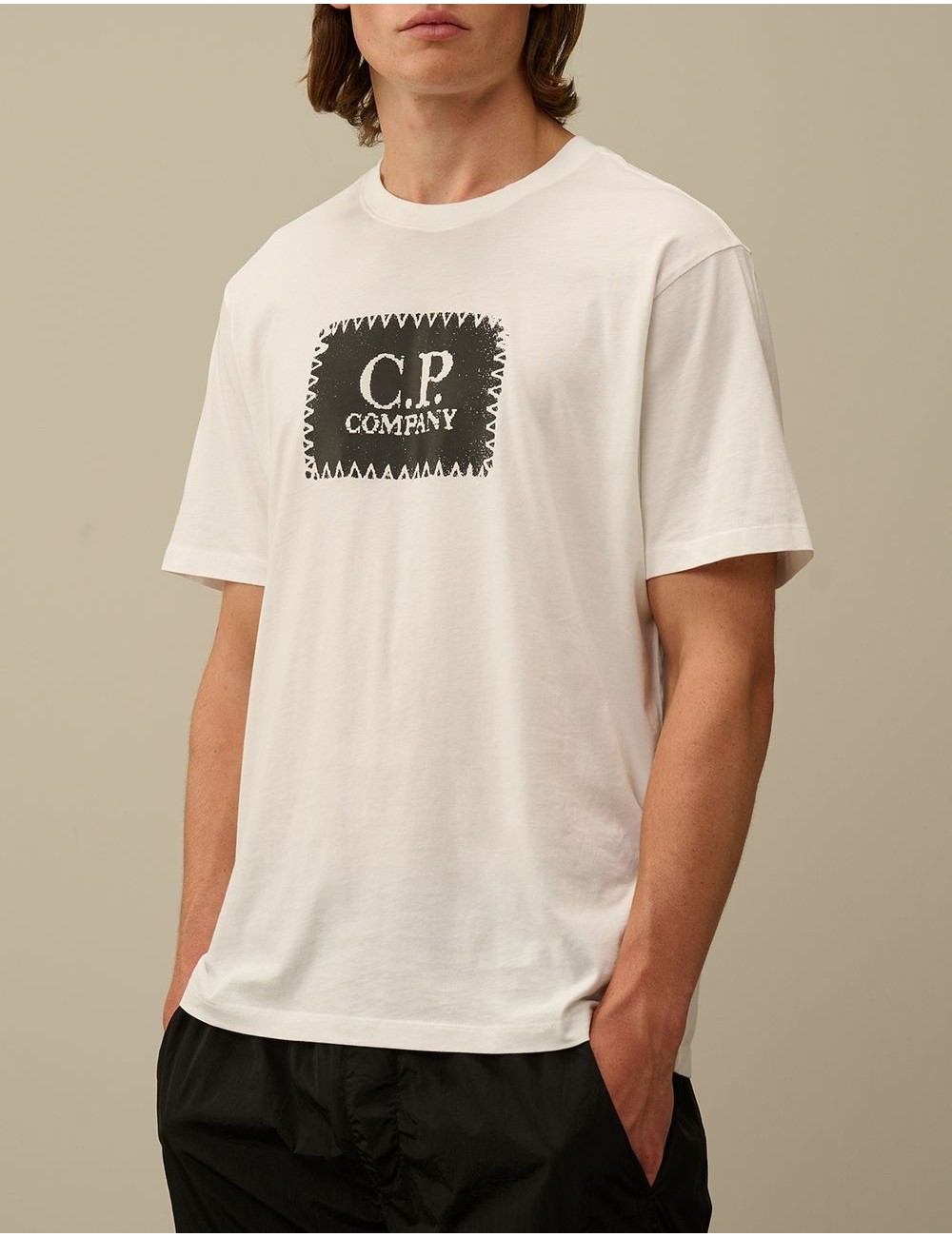 C.P. Company Camiseta blanca 30/1 Jersey Logo Label | Ego Madrid