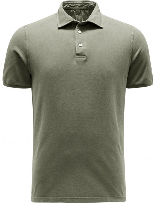 Polo manga corta Fedeli piqué de algodón verde oliva | Ego Madrid