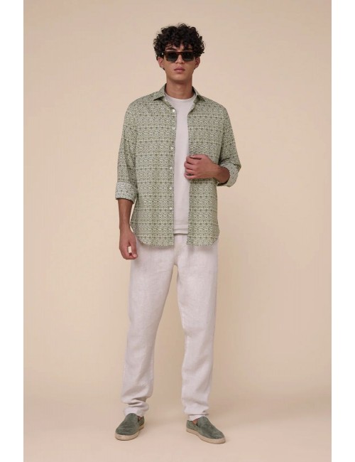 Camisa Fedeli sean panamino verde  estampado | Ego Madrid