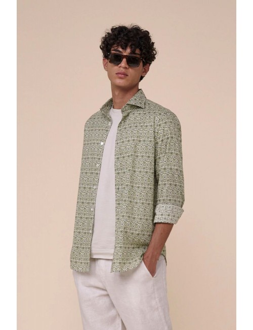 Camisa Fedeli sean panamino verde  estampado | Ego Madrid
