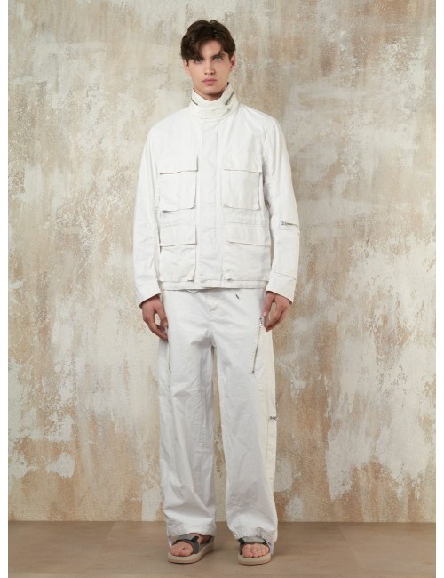 TEN C Chaqueta Underwood blanco de lino encerada