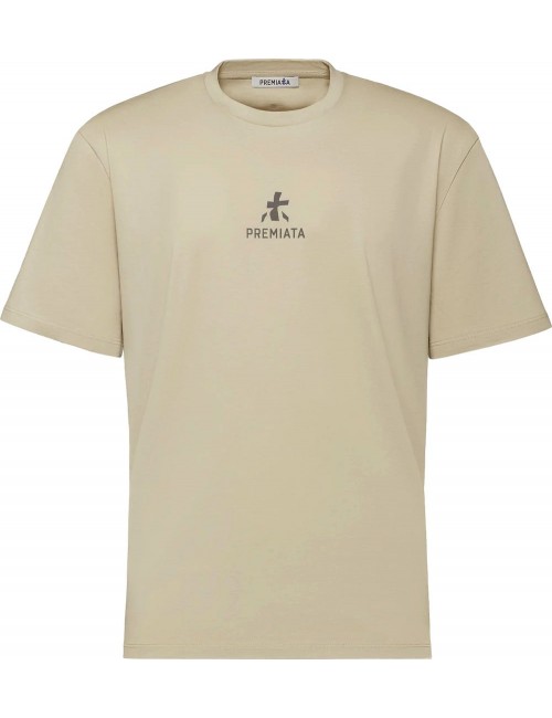 PREMIATA Camiseta verde caqui con logo central PA1017