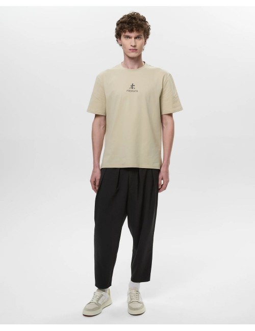 PREMIATA Camiseta verde caqui con logo central PA1017