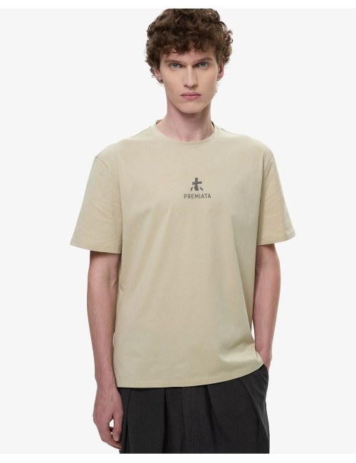 PREMIATA Camiseta verde caqui con logo central PA1017