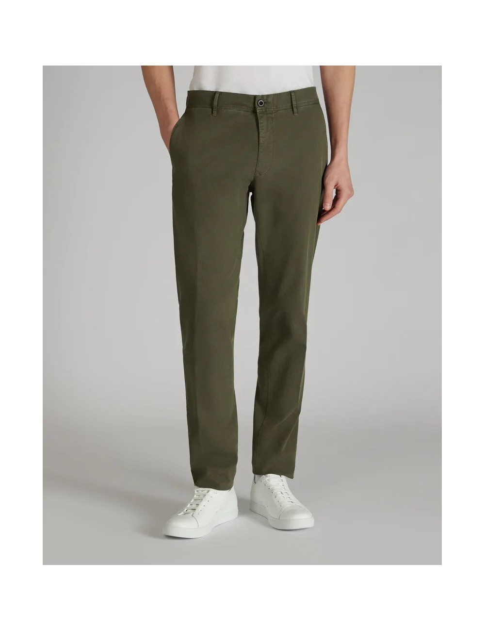 INCOTEX Pantalón Slacks verde tacto frío twill bicolor