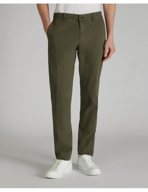 INCOTEX Pantalón Slacks verde tacto frío twill bicolor