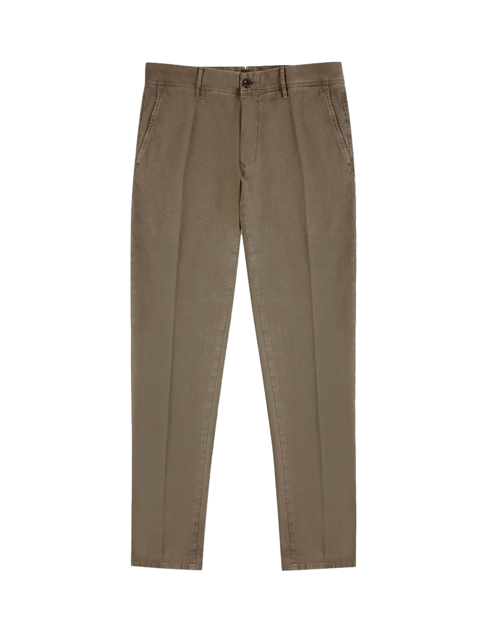 Pantalones de sarga de algodón de corte entallado INCOTEX Pantalón Slacks marrón nogal twill bicolor con tacto frío