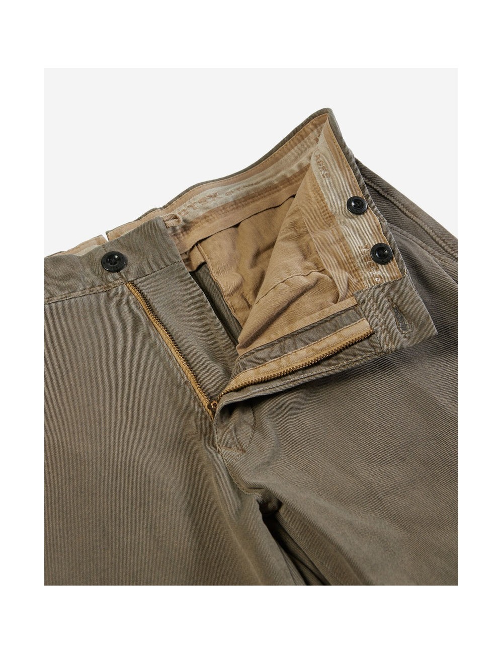 Pantalones de sarga de algodón de corte entallado INCOTEX Pantalón Slacks marrón nogal twill bicolor con tacto frío