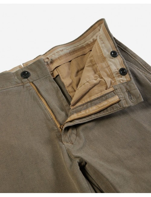 Pantalones de sarga de algodón de corte entallado INCOTEX Pantalón Slacks marrón nogal twill bicolor con tacto frío