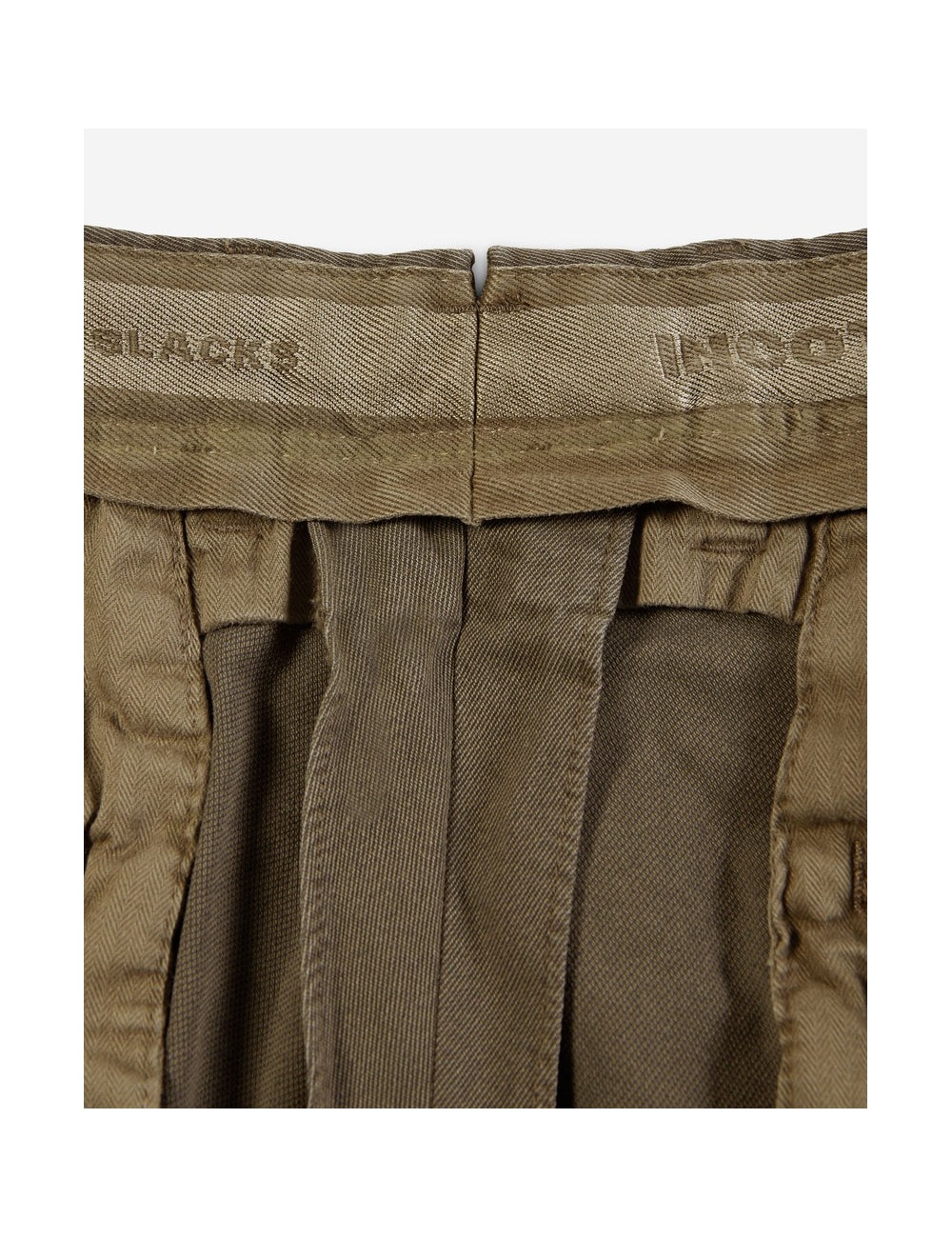 Pantalones de sarga de algodón de corte entallado INCOTEX Pantalón Slacks marrón nogal twill bicolor con tacto frío