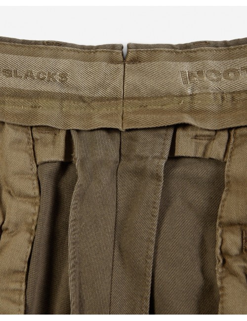 Pantalones de sarga de algodón de corte entallado INCOTEX Pantalón Slacks marrón nogal twill bicolor con tacto frío