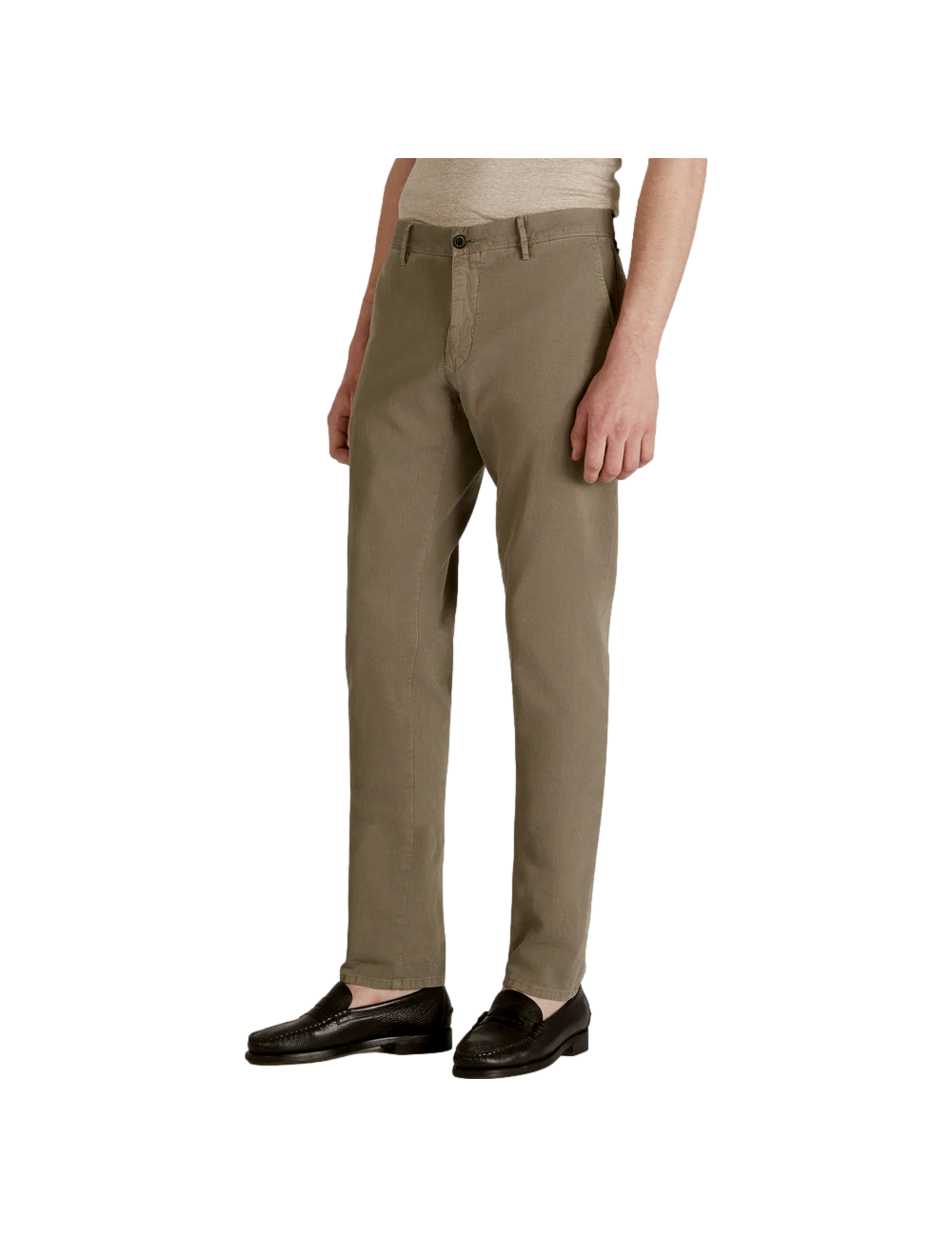 Pantalones de sarga de algodón de corte entallado INCOTEX Pantalón Slacks marrón nogal twill bicolor con tacto frío