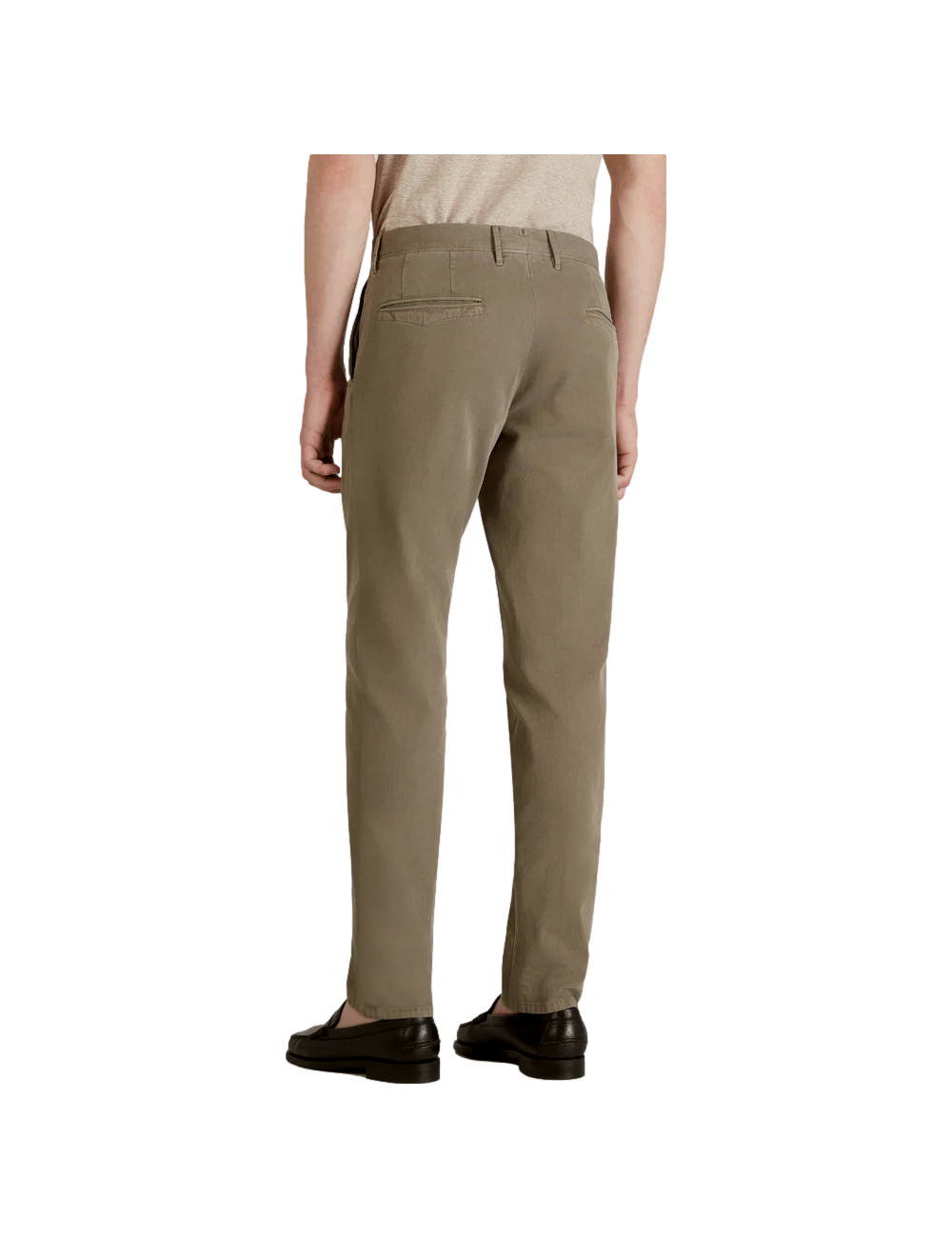 Pantalones de sarga de algodón de corte entallado INCOTEX Pantalón Slacks marrón nogal twill bicolor con tacto frío