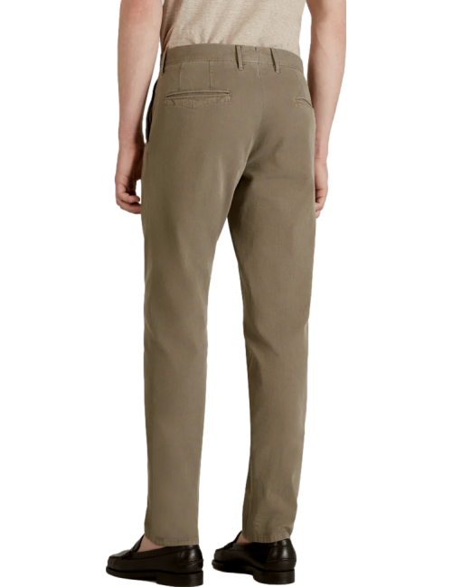 Pantalones de sarga de algodón de corte entallado INCOTEX Pantalón Slacks marrón nogal twill bicolor con tacto frío