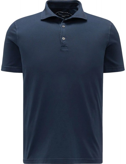 Fedeli polo Zero Algodón Giza orgánico manga corta azul marino