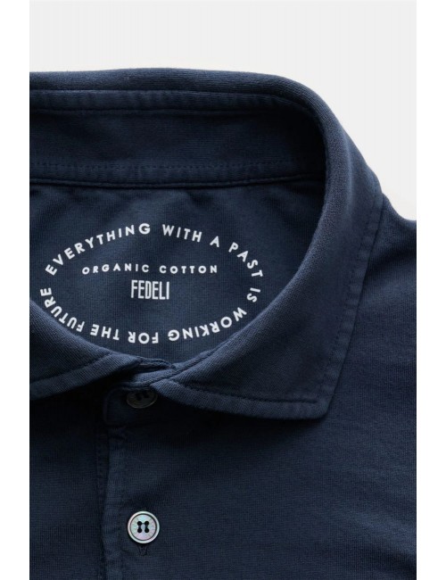 Fedeli polo Zero Algodón Giza orgánico manga corta azul marino