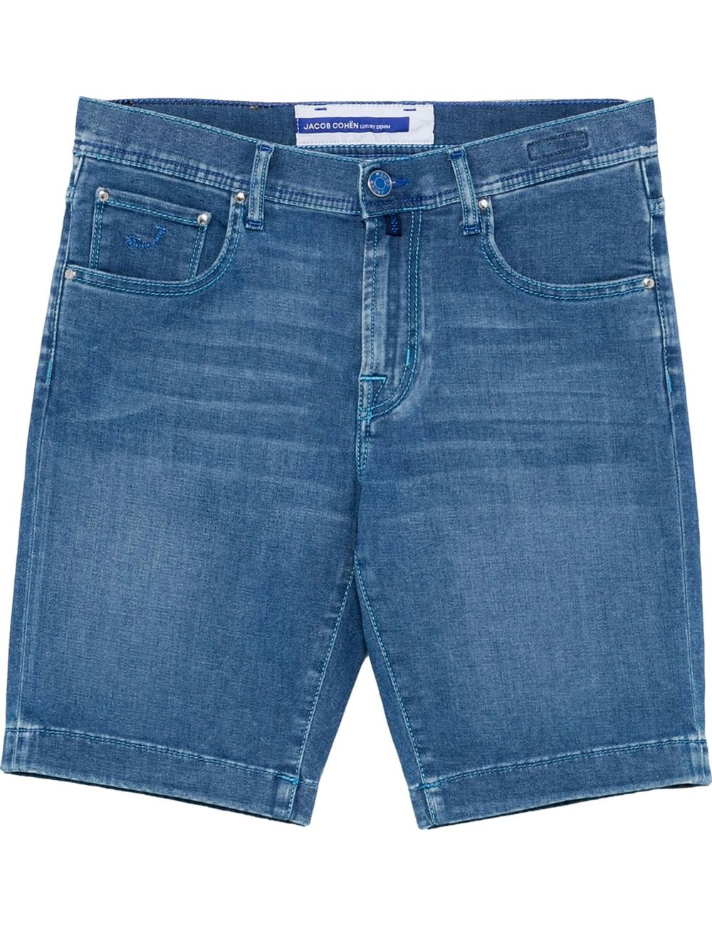 Jacob Cohën Nicolas jeans elastico lavado medio pespuntes azul turquesa