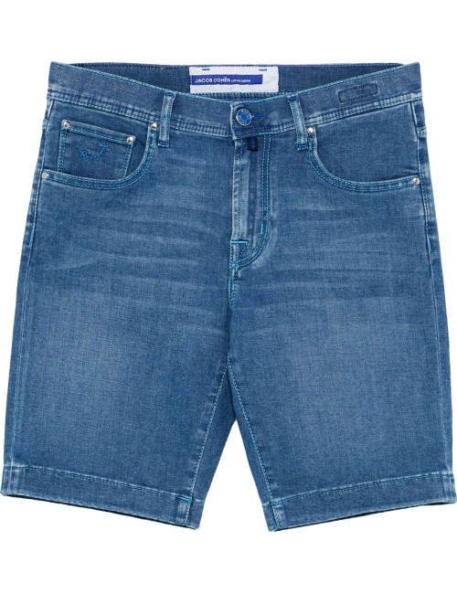 Jacob Cohën Nicolas jeans elastico lavado medio pespuntes azul turquesa